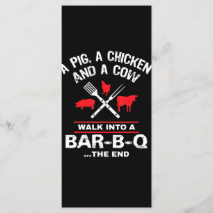 A Pig Chicken Cow Walk Into A Bar Funny BBQ Menu