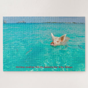 A Pig goes Swimming in the Bahamas. Jigsaw Puzzle