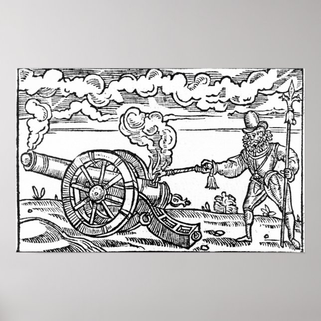 A Pikeman Lighting a Cannon Poster (Front)