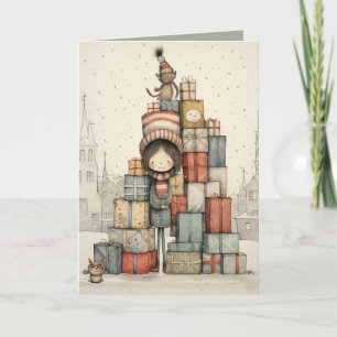 A Pile Of Christmas Presents Illustration Card