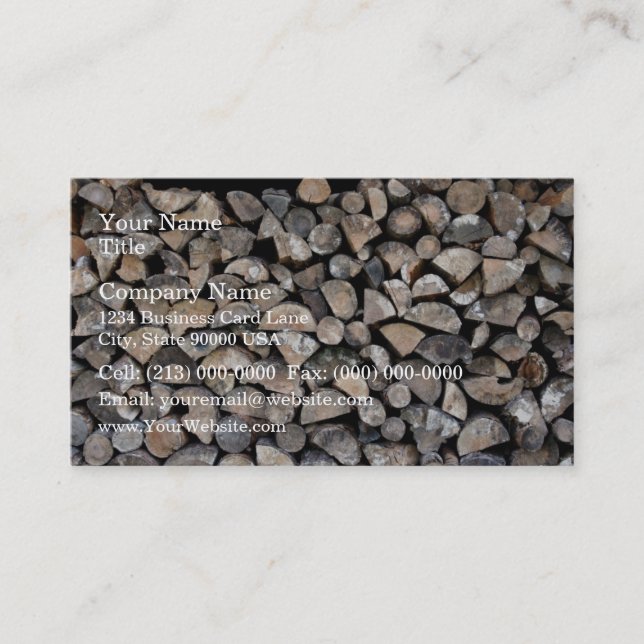 A pile of cut wooden logs business card (Front)