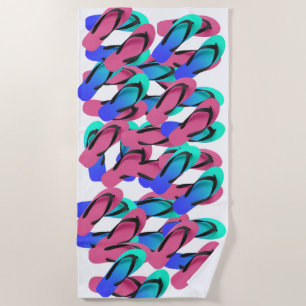 A Pile Of Flip Flops Fun White  Beach Towel