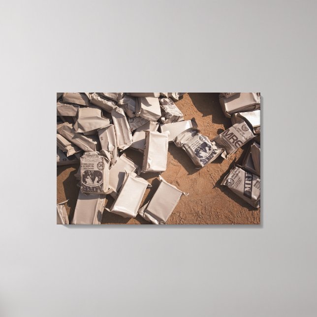 A pile of Meals Ready to Eat Canvas Print (Front)