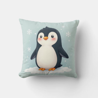 A pillow cushion with a cute penguin picture on it