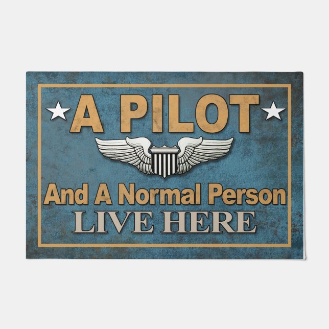 A Pilot And A Normal Person Live Here Doormat  (Front)