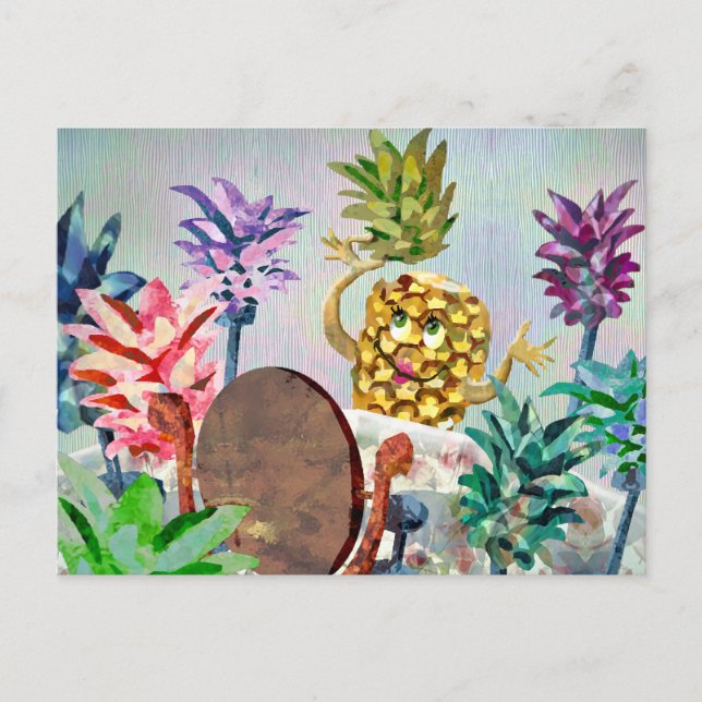 A Pineapple faces difficult choices in a hat shop Postcard (Front)
