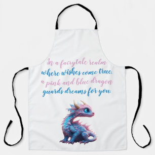 A Pink and blue dragon guards dreams for you Apron
