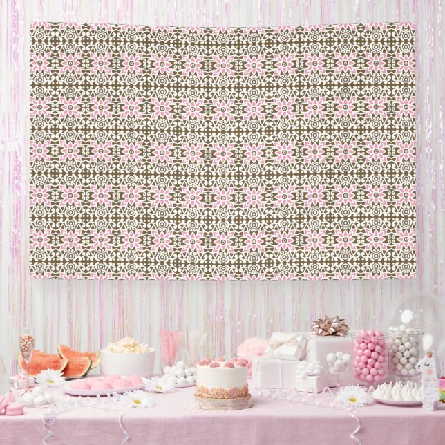 a pink and brown pattern on a white background banner (Party)