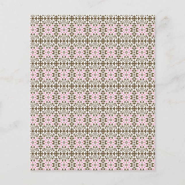 a pink and brown pattern on a white background flyer (Front)