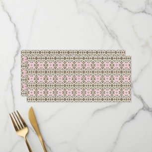 a pink and brown pattern on a white background menu