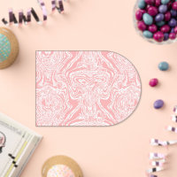 a pink and white abstract design on a white backgr