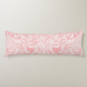 a pink and white abstract design on a white backgr body pillow
