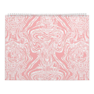 a pink and white abstract design on a white backgr calendar