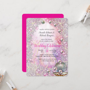 A Pink and White Marble Finish with Brushed Gold Invitation