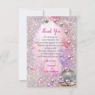 A Pink and White Marble Finish with Brushed Gold  RSVP Card