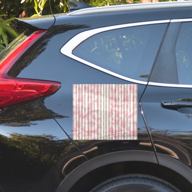 a pink and white striped background (Car Side)