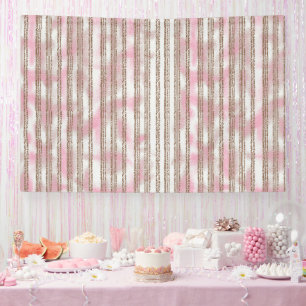 a pink and white striped background banner
