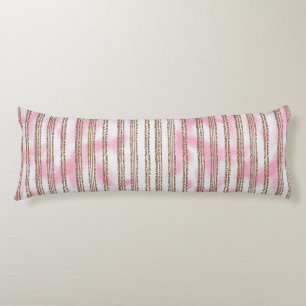 a pink and white striped background body pillow