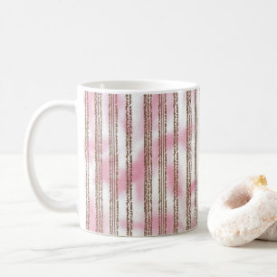 a pink and white striped background coffee mug