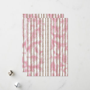 a pink and white striped background holiday card