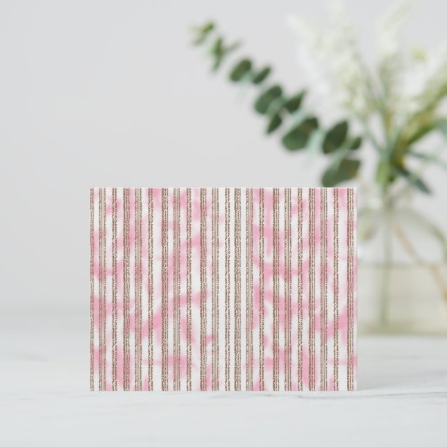 a pink and white striped background postcard (Standing Front)