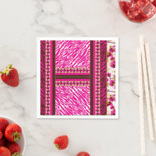 a pink and white wallpaper with a cross on it napkin