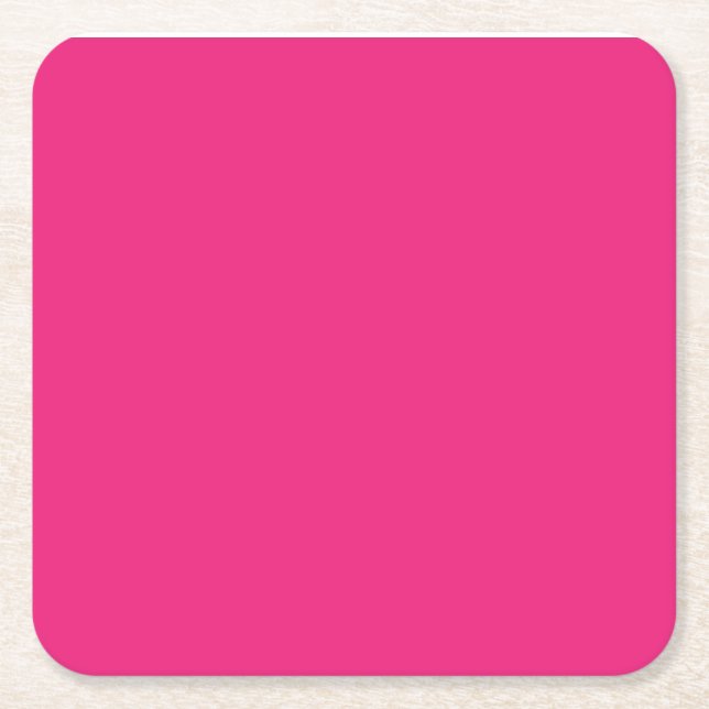 a pink background with a black border square paper coaster (Front)