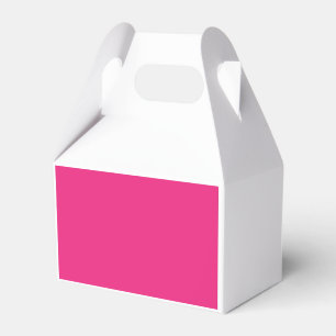 a pink background with a black favor box