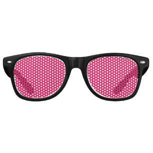 a pink background with a white border retro sunglasses