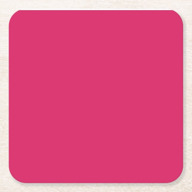a pink background with a white border square paper coaster (Front)