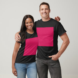 a pink background with a white border T-Shirt