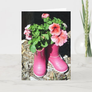 A Pink Flower Boot Card