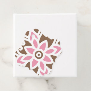 a pink flower on a brown background favour tags