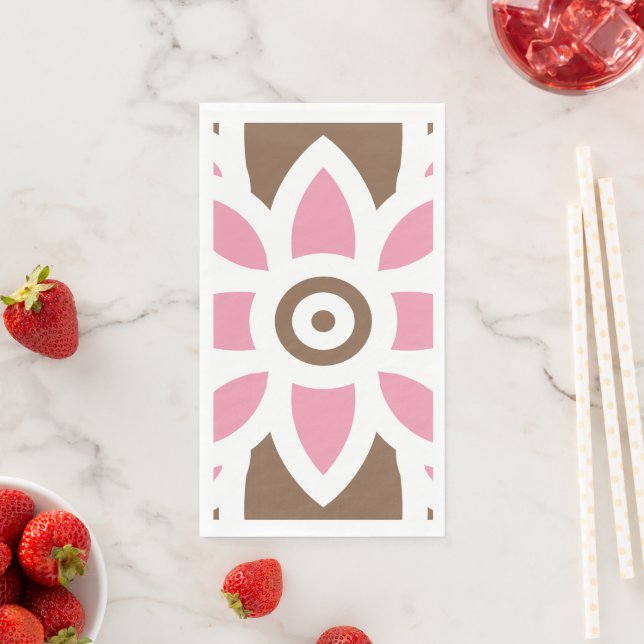 a pink flower on a brown background napkin (Insitu)