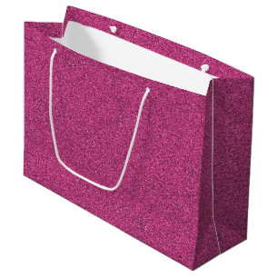 A pink glittery shopping bag
