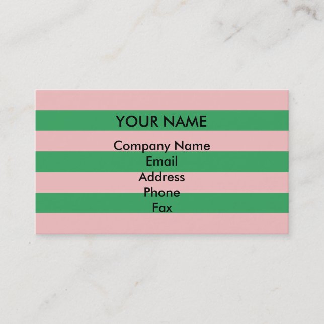 A Pink & Green Stripe | Any Size/Shape | Business Card (Front)