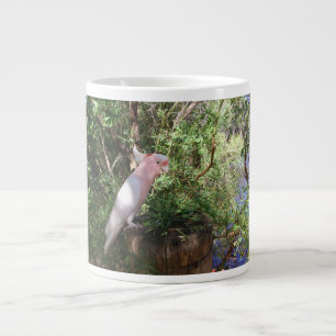 A Pink Major Mitchell's cockatoo on a barrel Large Coffee Mug