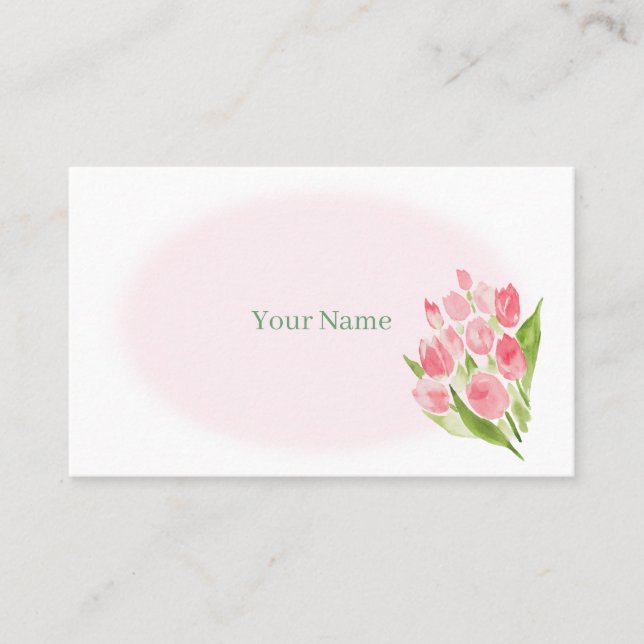 a pink tulip card painted with water color (Front)