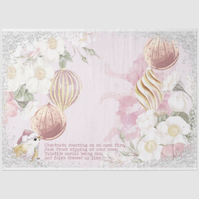 A Pink Water Colour Christmas Series Design 7 Tissue Paper (Front)