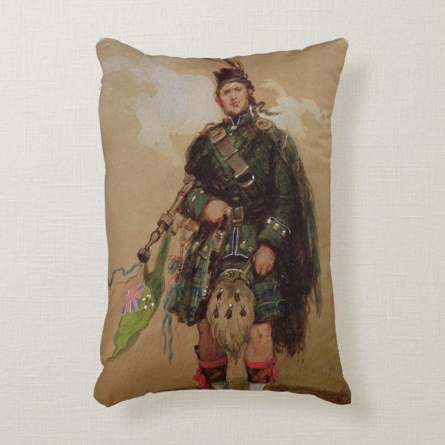 A Piper of the 79th Highlanders at Chobham Accent Pillow (Front(Vertical))