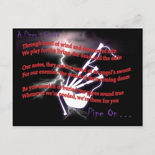 A Piper's Creed (Lightning) Postcard (Front)