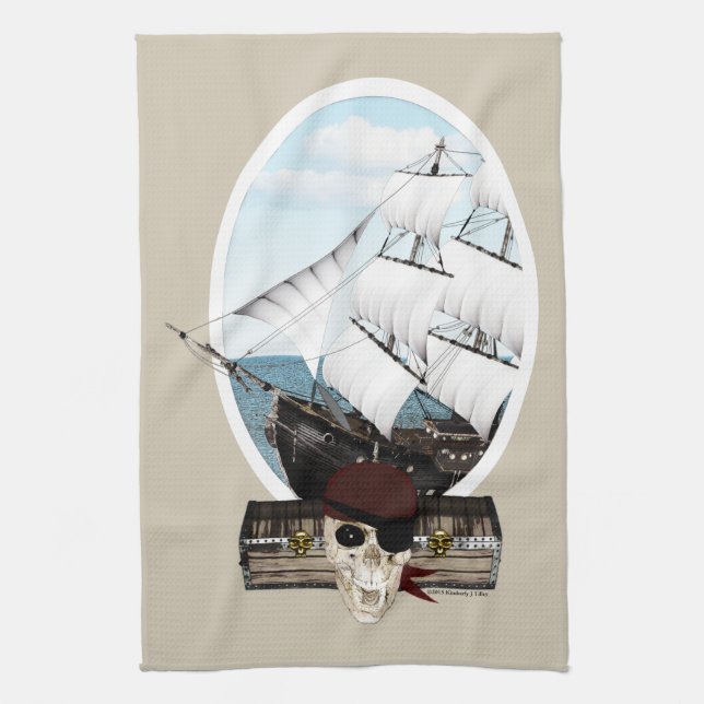 A Pirate Ship Kitchen Towel (Vertical)