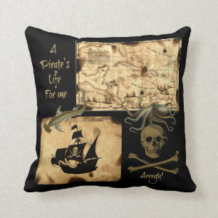 A Pirate's Life For Me Caribbean Treasure Map Throw Pillow