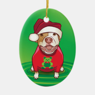 A Pit Bull in a Bear Tee (Flipped) Ceramic Ornament