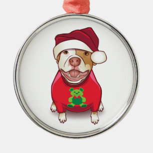 A Pit Bull in a Bear Tee Metal Ornament
