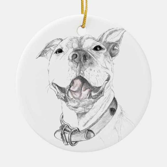 A Pit Bull Smile Ceramic Ornament (Front)