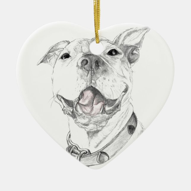 A Pit Bull Smile Ceramic Ornament (Front)