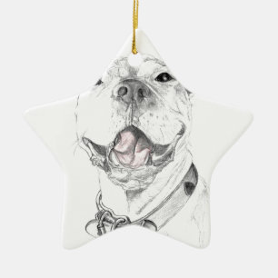 A Pit Bull Smile Ceramic Ornament