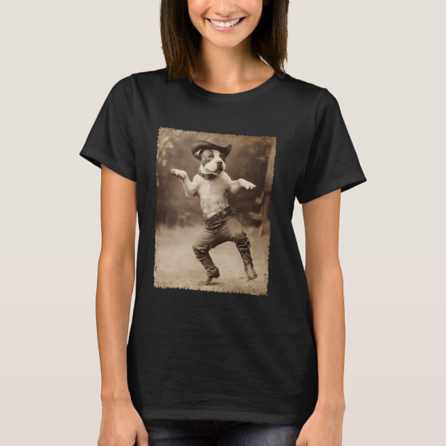 A Pitbull Dog Cowboy T-Shirt (Front)