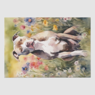 A Pitbull in a Meadow Decoupage Tissue Paper